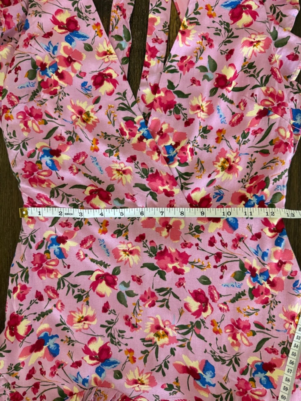 Hello Molly NWT Pink Floral Ruffle Mini Dress Open Back Tie Flutter Sleeve US 4 - Picture 15 of 16
